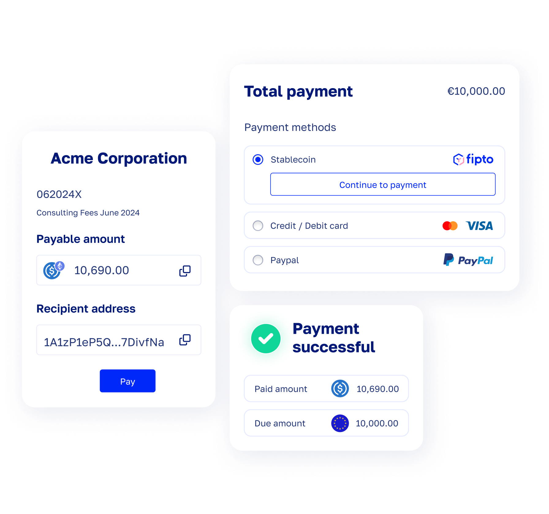 Stablecoin payment links, crypto payment links